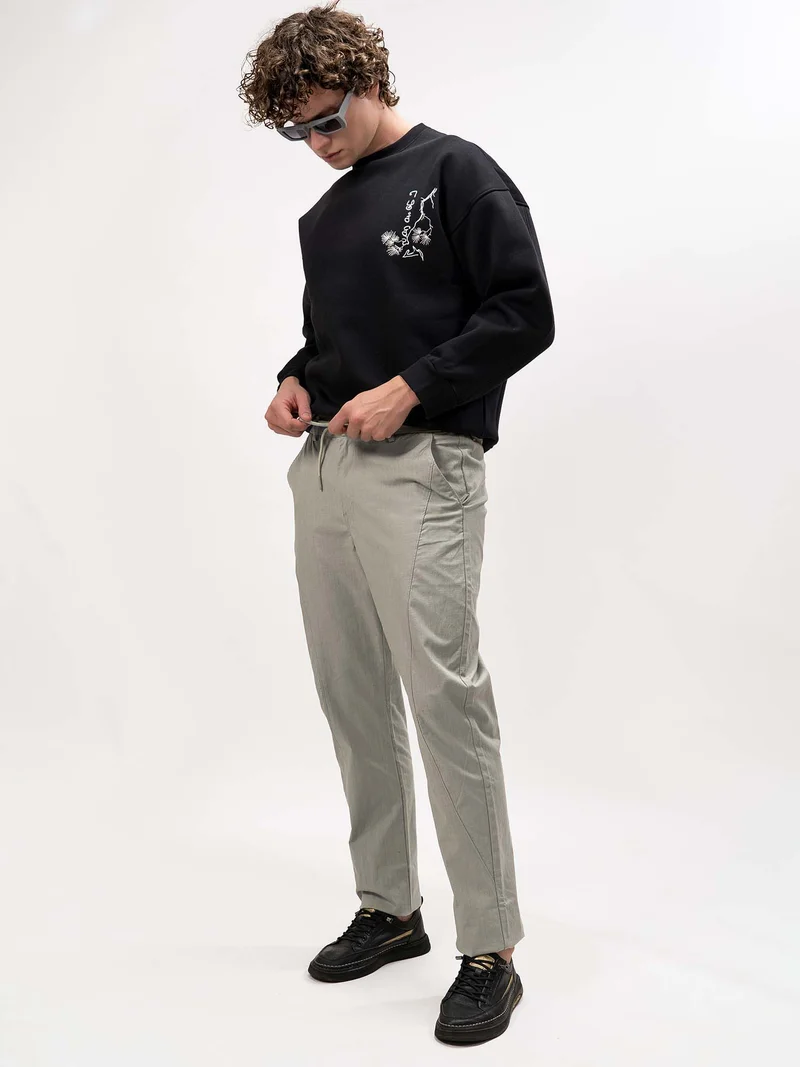 Maniac  Maniac Mens Cut and Sew Solid Green Cotton Trackpant for Men | Best Price UAE